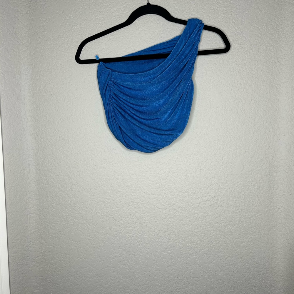 Blue reflective going out top